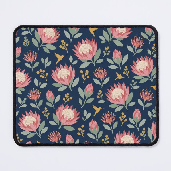 Item preview, King Protea Floral Pattern | South African Proteas, Pincushion Blooms, Silver Leaves and Sunbirds on Navy designed and sold by StickyGuys.