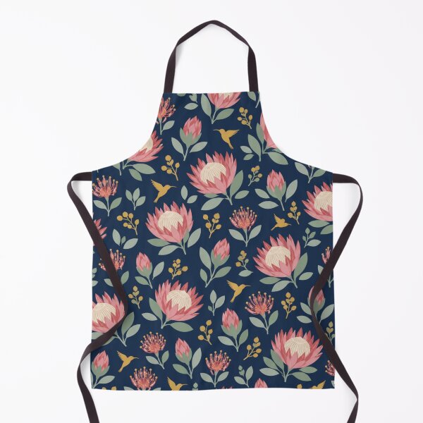 Item preview, King Protea Floral Pattern | South African Proteas, Pincushion Blooms, Silver Leaves and Sunbirds on Navy designed and sold by StickyGuys.