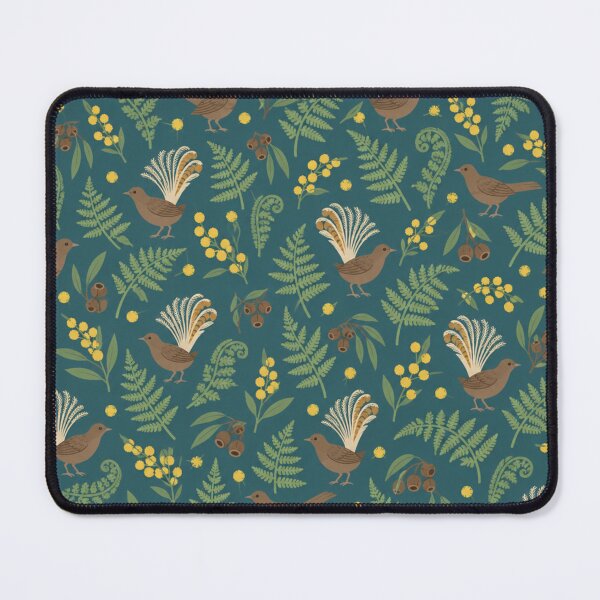 Item preview, Lyrebird Australian Bird Pattern | Superb Lyrebirds, Tree Ferns, Wattle and Gum Nuts on Teal designed and sold by StickyGuys.
