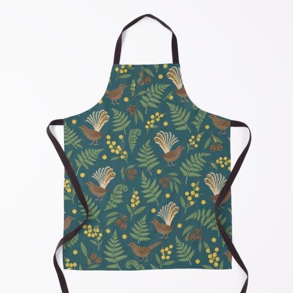 Item preview, Lyrebird Australian Bird Pattern | Superb Lyrebirds, Tree Ferns, Wattle and Gum Nuts on Teal designed and sold by StickyGuys.