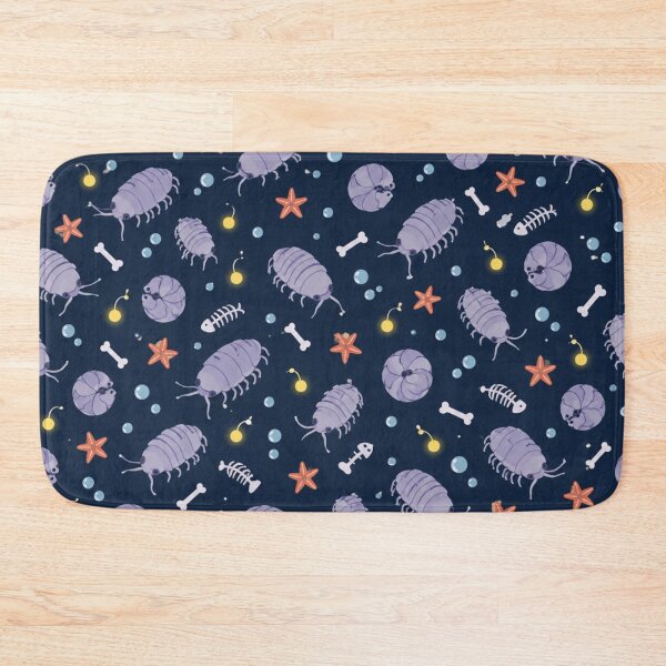 Item preview, Giant Isopod Deep Sea Pattern | Armored Isopods, Sea Stars, Bubbles and Glowing Lights on Navy designed and sold by StickyGuys.