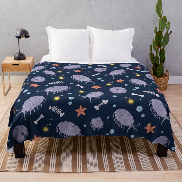 Item preview, Giant Isopod Deep Sea Pattern | Armored Isopods, Sea Stars, Bubbles and Glowing Lights on Navy designed and sold by StickyGuys.