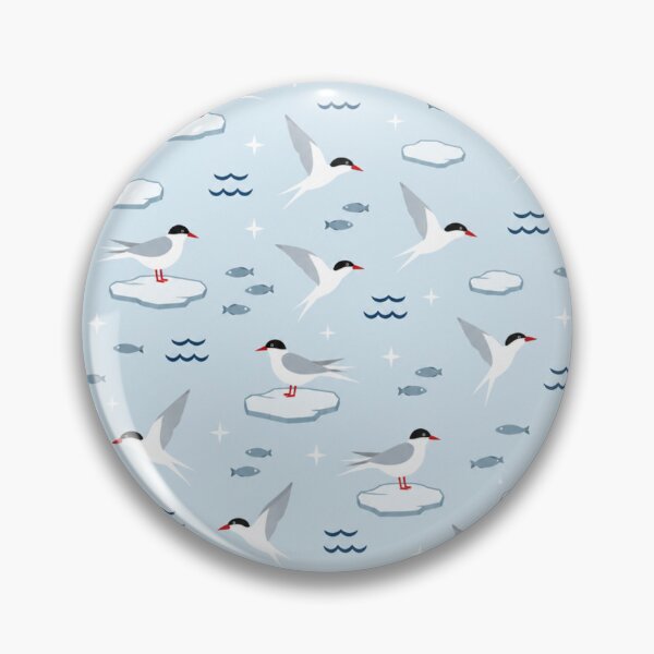 Item preview, Arctic Tern Seabird Pattern | Terns Flying and Resting on Ice Floes with Little Fish and Waves designed and sold by StickyGuys.