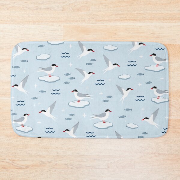 Item preview, Arctic Tern Seabird Pattern | Terns Flying and Resting on Ice Floes with Little Fish and Waves designed and sold by StickyGuys.