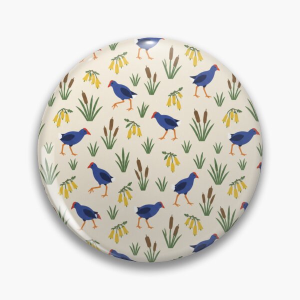 Item preview, Pukeko New Zealand Bird Pattern | Purple Swamphens, Flax, Bulrushes and Yellow Kowhai Flowers designed and sold by StickyGuys.