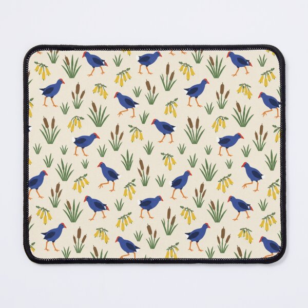 Item preview, Pukeko New Zealand Bird Pattern | Purple Swamphens, Flax, Bulrushes and Yellow Kowhai Flowers designed and sold by StickyGuys.