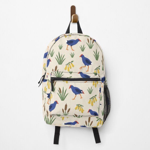 Item preview, Pukeko New Zealand Bird Pattern | Purple Swamphens, Flax, Bulrushes and Yellow Kowhai Flowers designed and sold by StickyGuys.