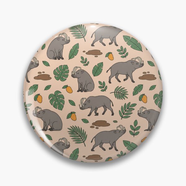 Item preview, Babirusa Funny Pig Pattern | Indonesian Deer Pigs with Curved Tusks, Mangoes and Jungle Leaves designed and sold by StickyGuys.