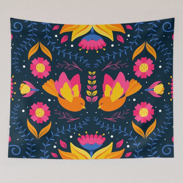 Item preview, Mexican Folk Art Floral Pattern Birds Flowers designed and sold by samaroMX.