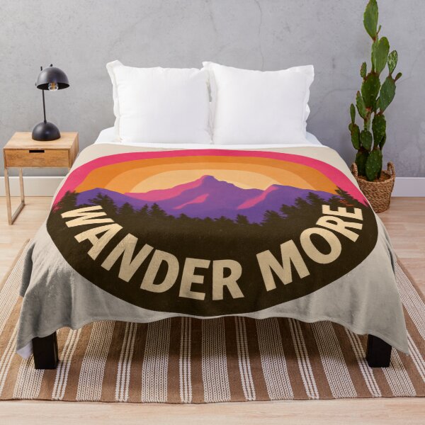 Item preview, Wander More Retro Mountain Sunset Badge Design designed and sold by peterdesigns.