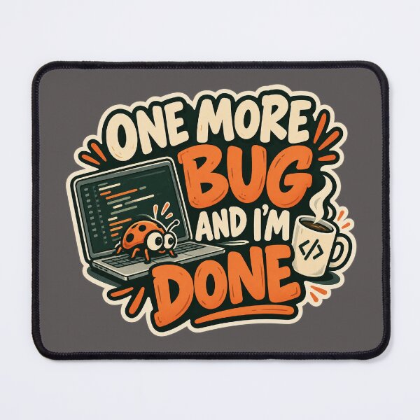 Item preview, One More Bug and I’m Done Programmer Humor designed and sold by Glottopia.