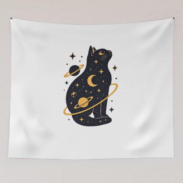 Item preview, Celestial Cosmic Galaxy Black Cat Stars designed and sold by fati-stor.