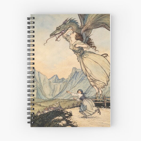 Item preview, Dragon and Princess Wall Art, Vintage Fairy Tale Illustration by Arthur Rackham designed and sold by RickE.