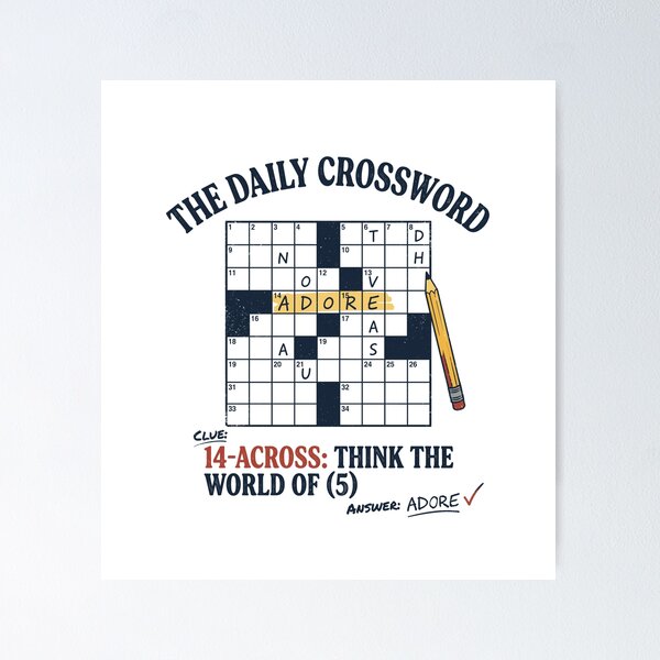 Item preview, Vintage The Daily Crossword Adore Think The World Of Clue    designed and sold by Designart68.