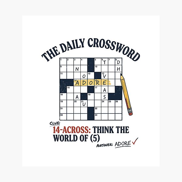 Item preview, Vintage The Daily Crossword Adore Think The World Of Clue    designed and sold by Designart68.