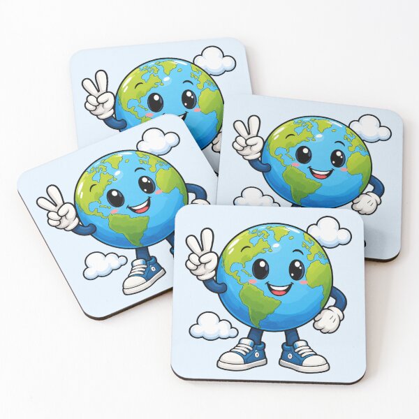 Item preview, Cute Earth Peace Sign Kawaii Planet Earth Day Mascot Art designed and sold by QCena.