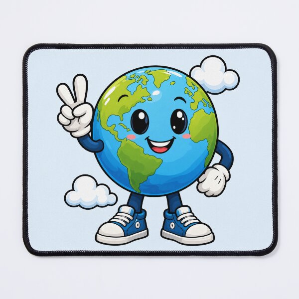 Item preview, Cute Earth Peace Sign Kawaii Planet Earth Day Mascot Art designed and sold by QCena.