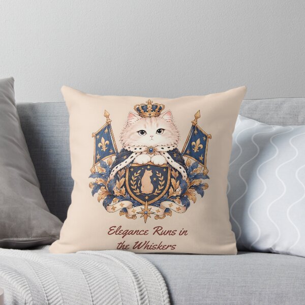 Item preview, White Cat Royal Crest – Blue Cape & Laurel Shield Design designed and sold by KWW SHOP.