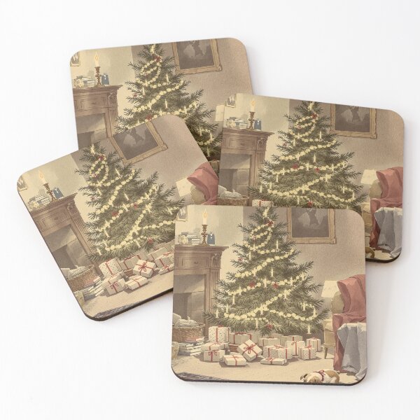 Item preview, Candle-lit Christmas Tree and Parcels, Victorian Parlour designed and sold by GildedFolio.
