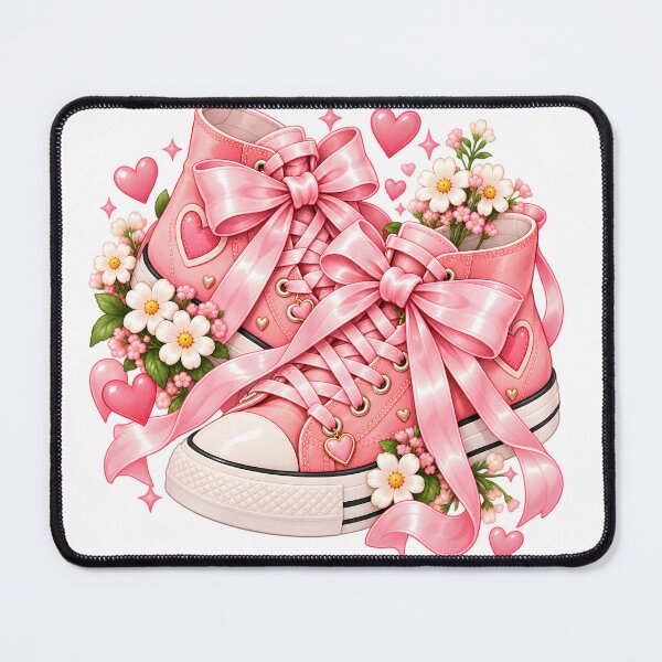 Item preview, Cute Pink Kawaii Sneakers with Bows and Flowers designed and sold by TinyWeird.