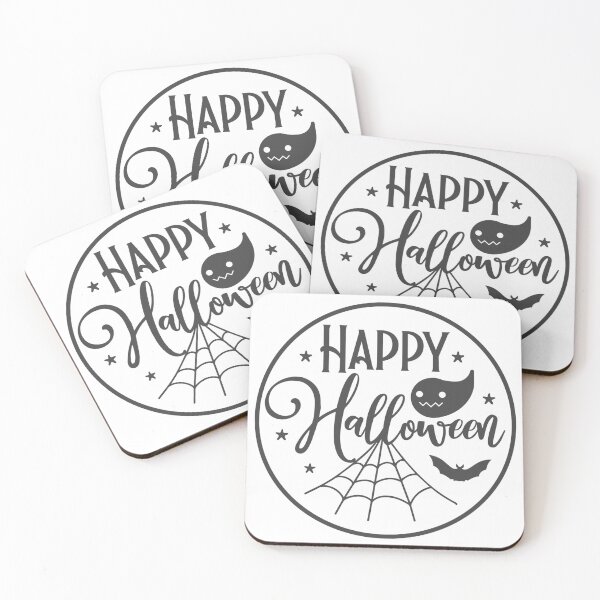 Item preview, Happy Halloween Monochromatic Ghost Spiderweb Bat Badge designed and sold by Creative Spark.