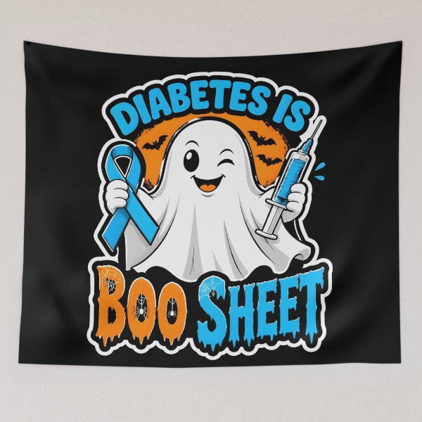 Item preview, Diabetes Is Boo Sheet Cute Ghost Syringe T1D Insulin Awareness Halloween  designed and sold by LeSoniPapaPrint.