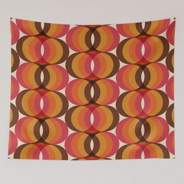 Item preview, Magenta, Orange, Brown, and Ivory Retro 1960s Wavy Pattern designed and sold by Eyestigmatic.