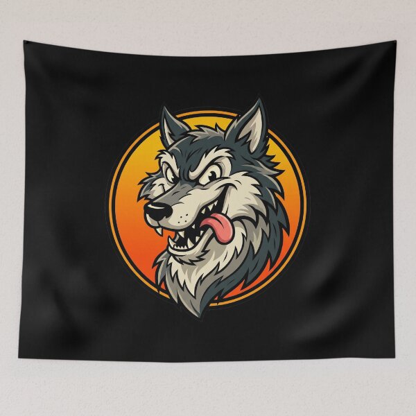 Item preview, Retro Wild Wolf Mascot - 70s Rock & Roll Cartoon Art designed and sold by Pollock.