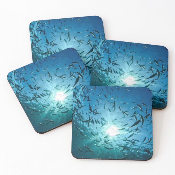 Item preview, Underwater School of Fish Sunlight Rays Deep Blue Ocean designed and sold by PetalsPaws.