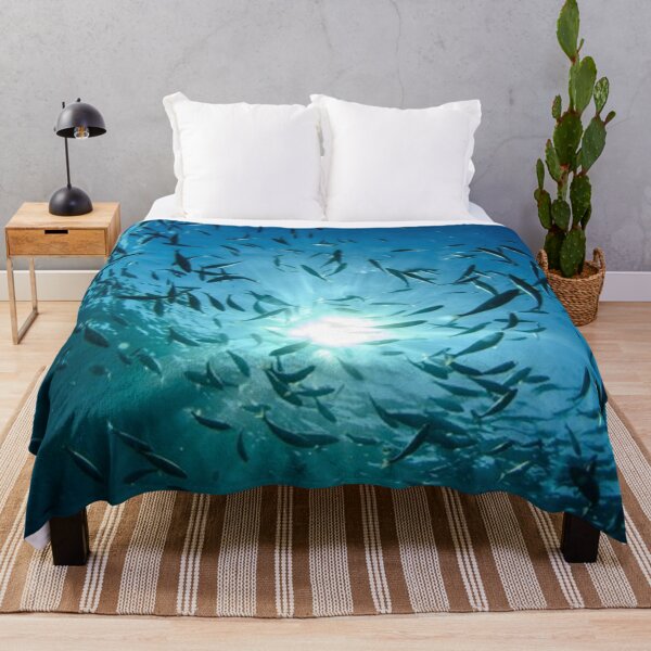 Item preview, Underwater School of Fish Sunlight Rays Deep Blue Ocean designed and sold by PetalsPaws.