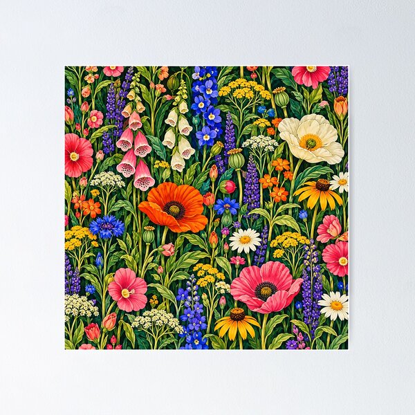 Item preview, Vibrant Wildflower Meadow Botanical Floral Garden designed and sold by KokoDeez.