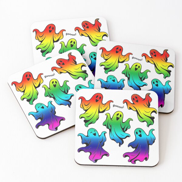 Item preview, Colorful Dancing Ghosts | Fun Halloween Rainbow Spirit Shirt designed and sold by 3rdBirdInk.