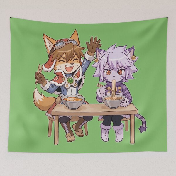 Item preview, Solatorobo Red and Elh Ramen Slurp Anime Graphic Art Furry game designed and sold by CuteKats.