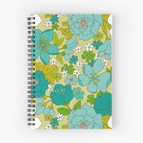 Item preview, Turquoise, White and Olive Green Retro Floral Pattern designed and sold by Eyestigmatic.