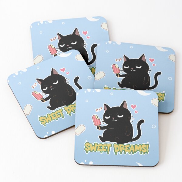 Item preview, Sweet Dreams Grumpy Black Cat Ice Cream Cartoon designed and sold by Taridesign.