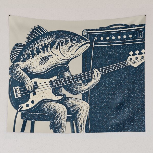Item preview, Bass Player - Funny Fish Playing Bass Pun designed and sold by Douglystuff.