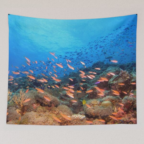 Item preview, Vibrant Coral Reef with Swimming Orange Fish Underwater  designed and sold by PetalsPaws.