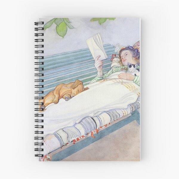 Item preview, Vintage Woman Reading Wall Art, Woman Lying on a Bench by Carl Larsson, Scandinavian Art Print designed and sold by RickE.