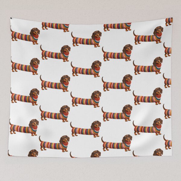Artikelvorschau, Funny Long Dachshund In Knitted Sweater entworfen und verkauft von wallpapersarts.