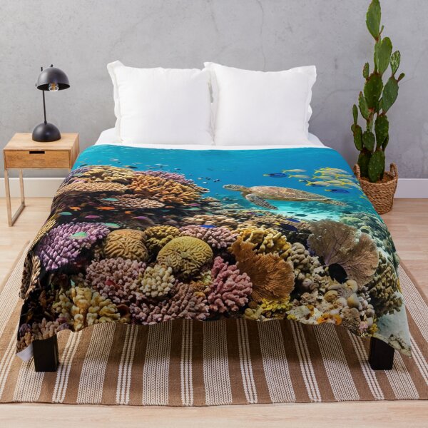 Item preview, Vibrant Tropical Coral Reef: Sea Turtle, Fish School & Divers - Underwater Paradise designed and sold by PetalsPaws.