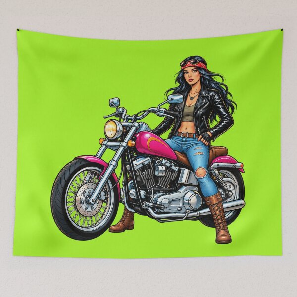 Item preview, Badass Biker Girl: Classic Chopper Style & Rock'n'Roll Vibe designed and sold by JanRizz.