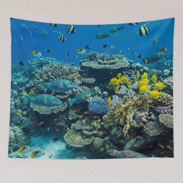 Item preview, Vibrant Coral Reef Haven: Sea Turtles & Tropical Fish School - Underwater Ocean   designed and sold by PetalsPaws.