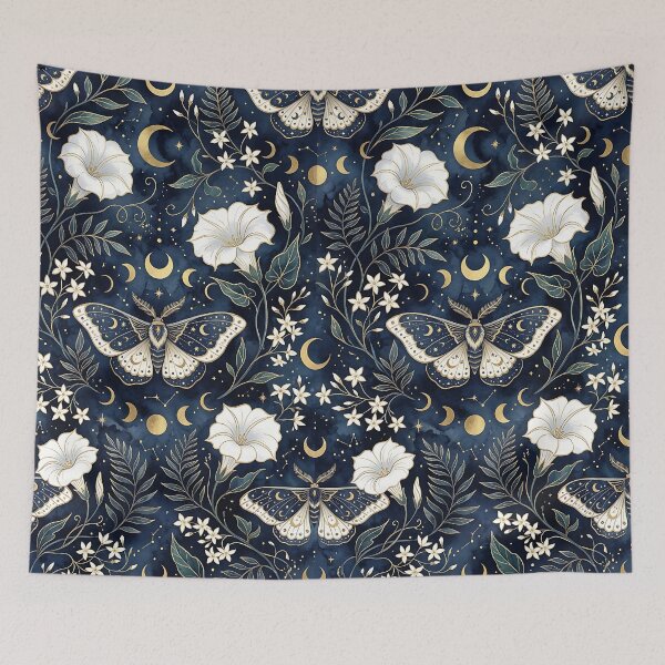 Item preview, Mystical Celestial Moth And Moonflower Pattern designed and sold by wallpapersarts.