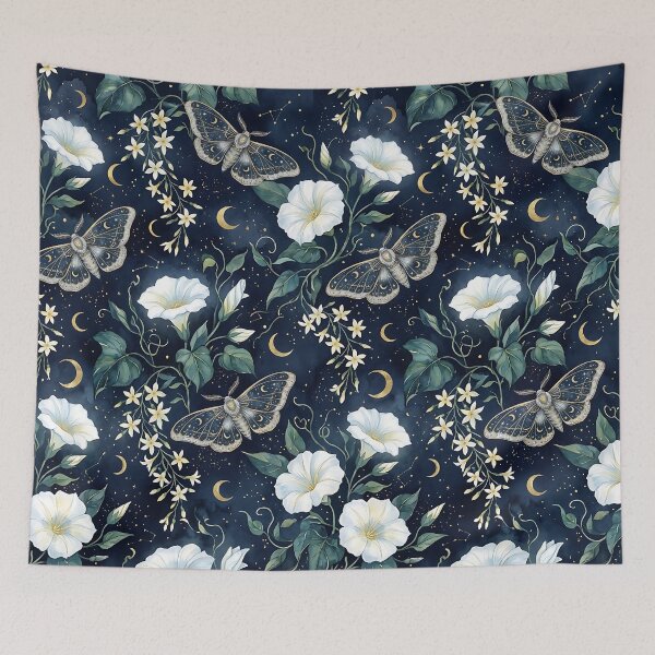Item preview, Mystical Celestial Moth And Moonflower Pattern designed and sold by wallpapersarts.