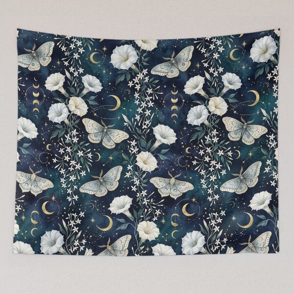 Item preview, Mystical Celestial Moth And Moonflower Pattern designed and sold by wallpapersarts.