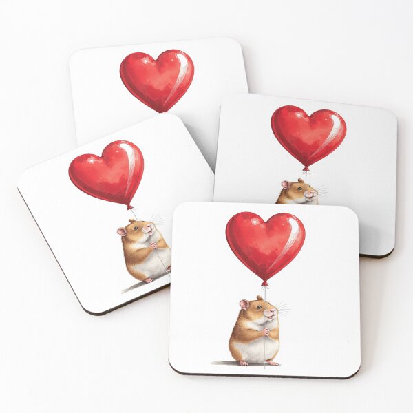 Item preview, Hamster with heart-shaped balloon designed and sold by NinaFlorence.