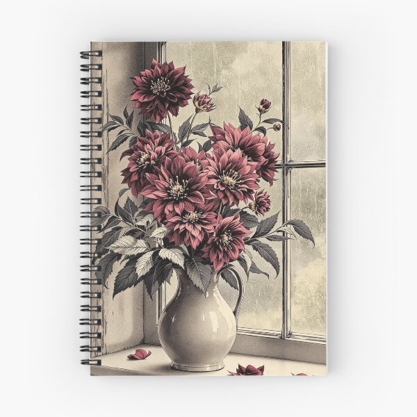 Item preview, Burgundy Dahlias by the Rainy Window, Moody Autumn Flowers designed and sold by GildedFolio.