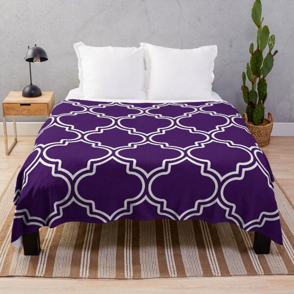 Item preview, Moroccan Vintage Quatrefoil Pattern In Purple And White designed and sold by DEC02.
