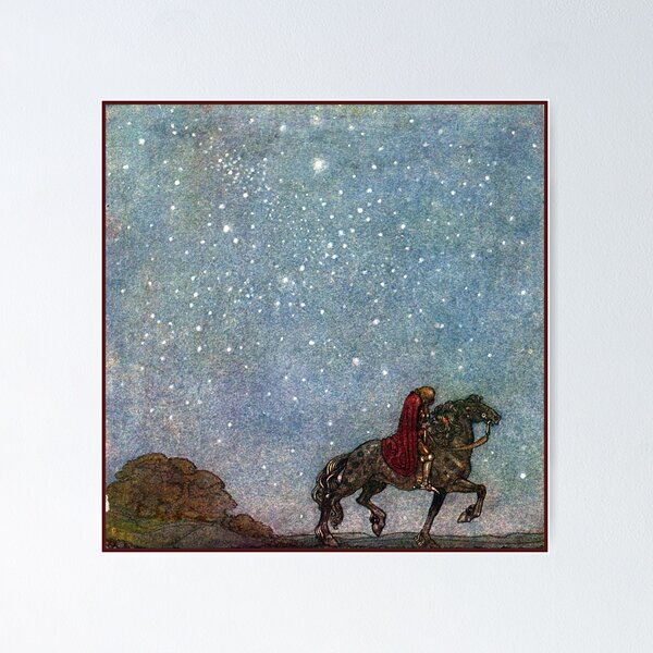 Item preview, Horse and Rider in a Starry Night - John Bauer designed and sold by forgottenbeauty.