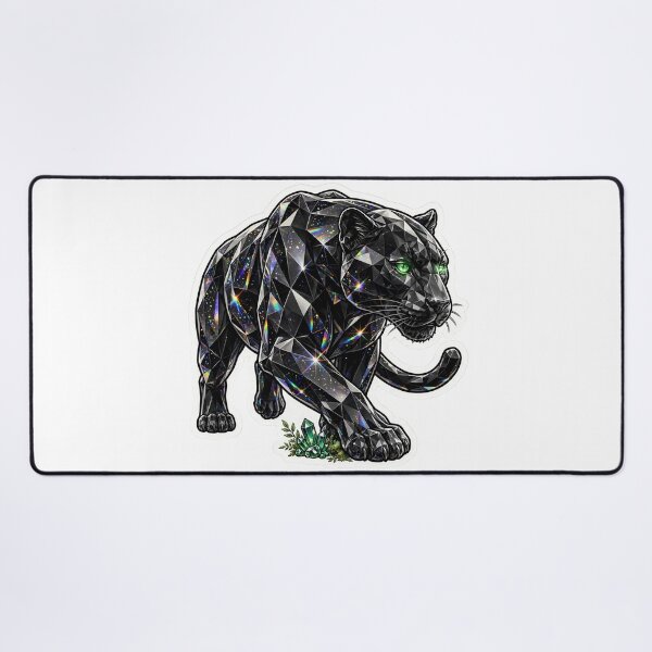 Item preview, Black Panther Crystal Sticker - Onyx Black Panther With Emerald Eyes And Base designed and sold by Crystal Critters .